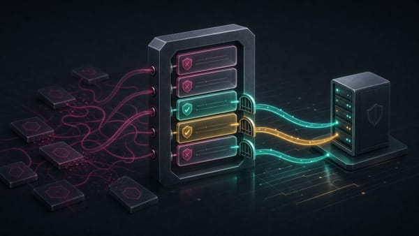 Geordnete Firewall-Regelmodule lenken freigegebene Verbindungen durch ein kontrolliertes Zugangstor.