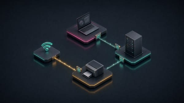 Getrennte Netzwerkbereiche für Arbeitsplätze, Drucker und Server mit gezielt kontrollierten Verbindungen.